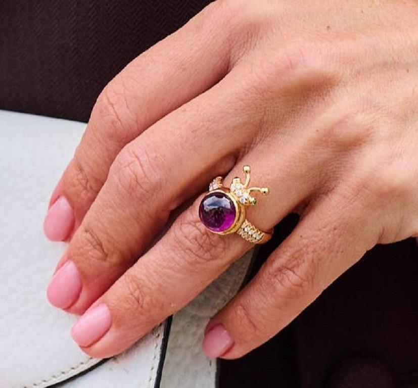 Moderner Ring aus 18 Karat Roségold mit Mandarin-Granat und Diamant (Zeitgenössisch) im Angebot