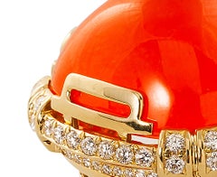 Goshwara Mandarin Garnet Cushion Cabochon And Diamond Ring
