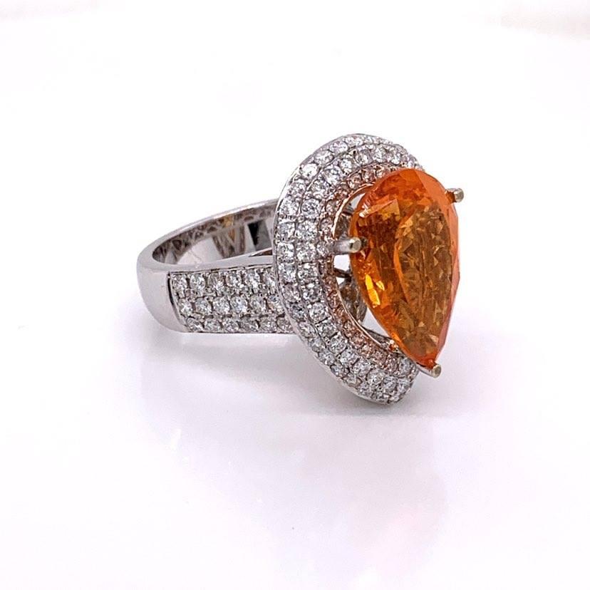 Men's Mandarin Garnet Diamond Gold Cocktail Ring