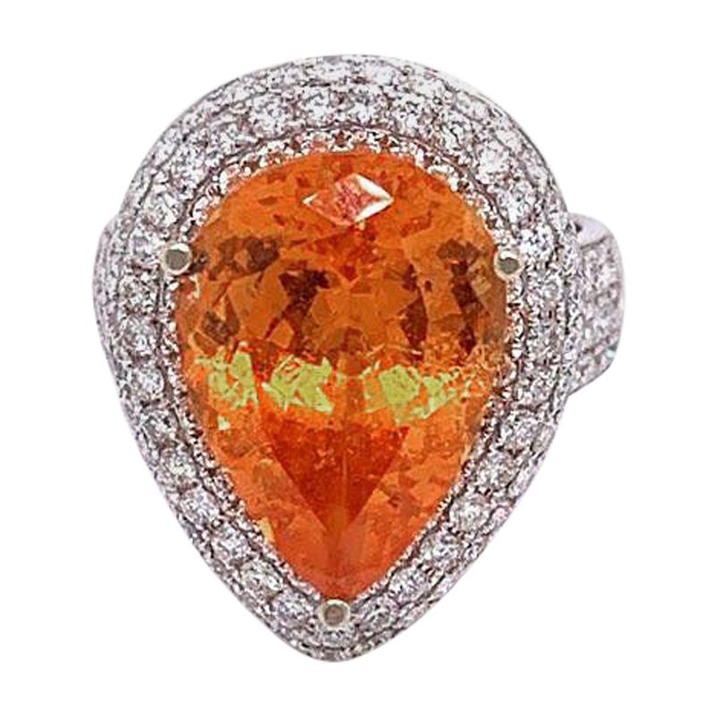 Mandarin Garnet Diamond Gold Cocktail Ring