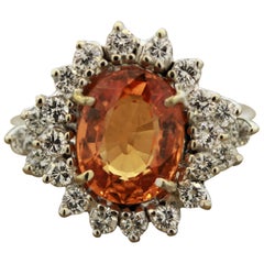 Mandarin Garnet Diamond Gold Ring