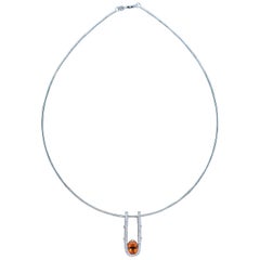 Mandarin Garnet Diamond Gold Slide Pendant