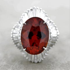 Mandarin Garnet Diamond Platinum Ballerina Ring