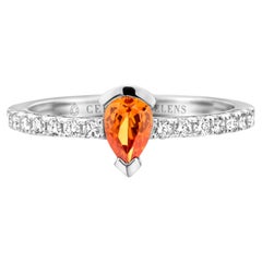 Mandarin Garnet Diamond White Gold Engagement Ring