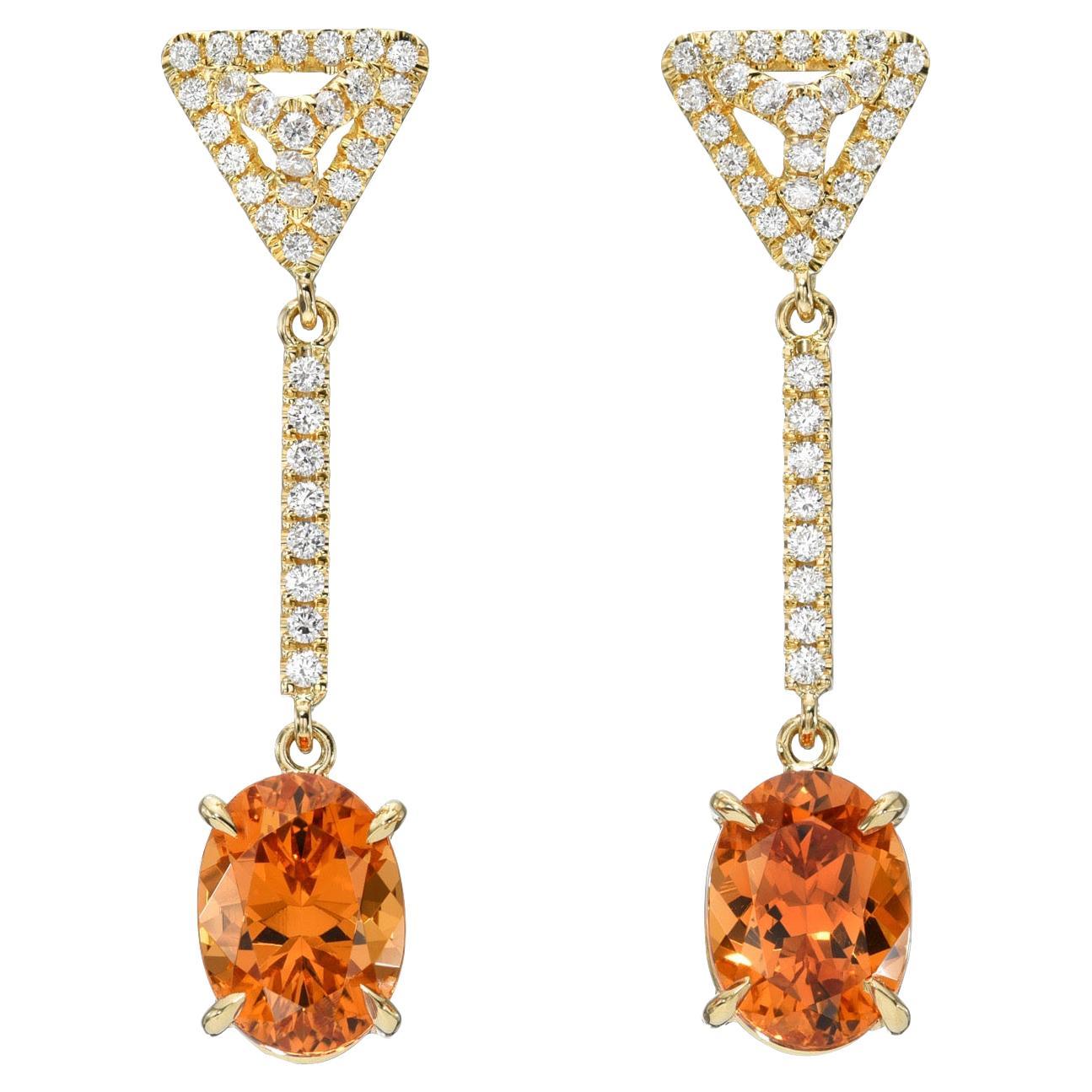 Mandarin Garnet Earrings 3.70 Carat Oval