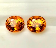 Mandarin Garnet Earrings Gemstone Pair 5.80 Carat Unset Oval Loose Gems