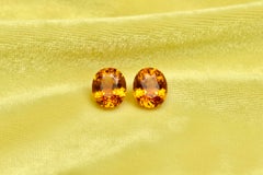 Natural Untreated Mandarin Garnet Gemstone Oval Pair, 5.80 Carats