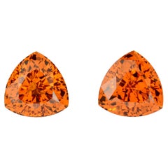 Mandarin Garnet Earrings Pair 3.39 Carats Trillions Unmounted Loose Gemstones