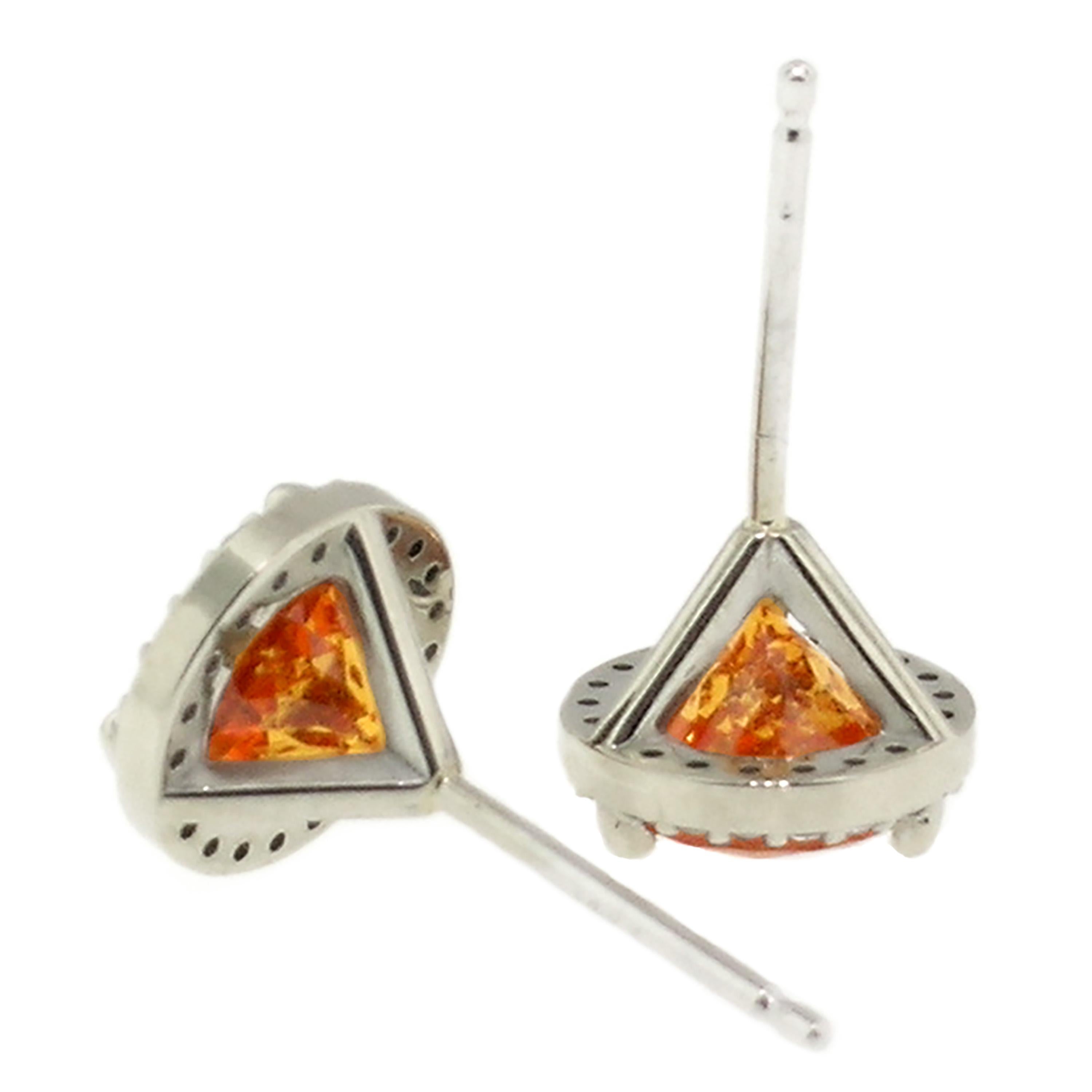 2.27ct Mandarin Garnet in 18 Karat Gold and Diamond Martini Stud Earrings In New Condition For Sale In Logan, UT