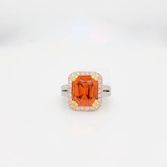 Mandarin Garnet, Pink and White Diamond Cocktail Ring in 18k