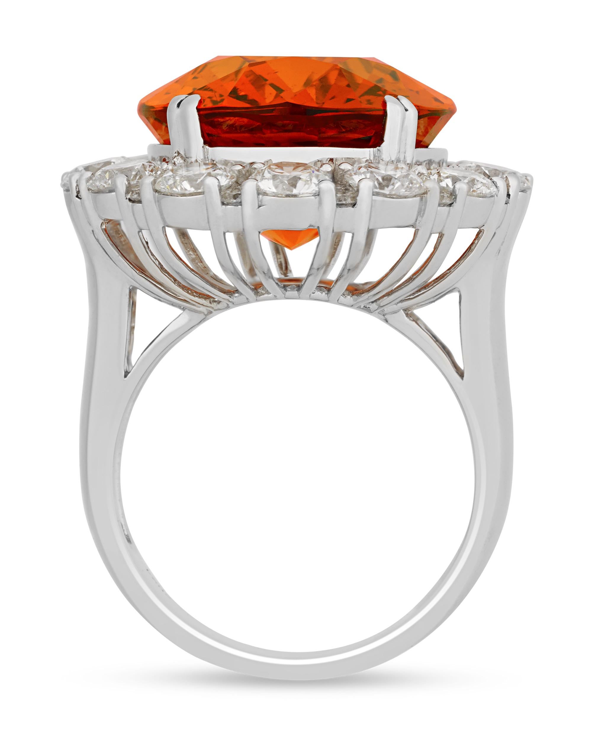 Modern Mandarin Garnet Ring, 26.24 Carats