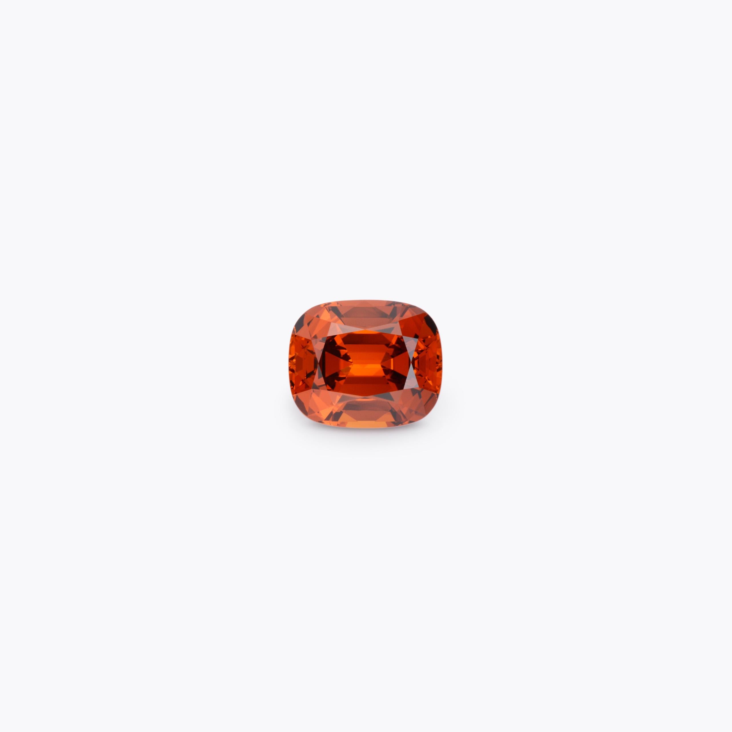 Contemporary Mandarin Garnet Ring Gem 8.70 Carat Cushion Loose Gemstone For Sale
