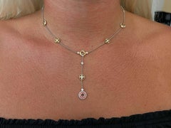 Mandarin Garnet Smokey Topaz and Diamond Necklace in 14k White and Yellow Gold