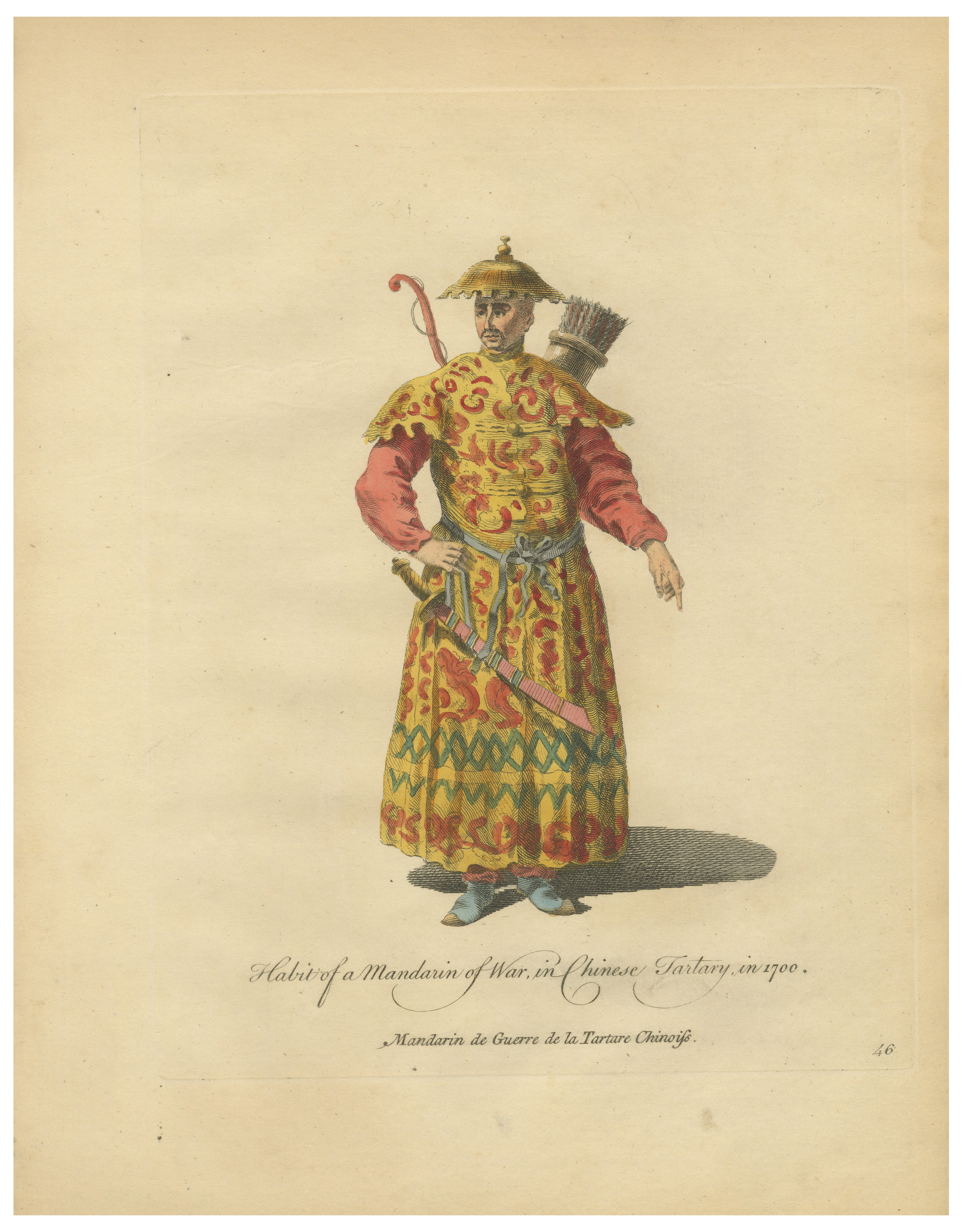 Mandarin Officer of War, Chinese Tartary, Antique Print, Jefferys, 1749