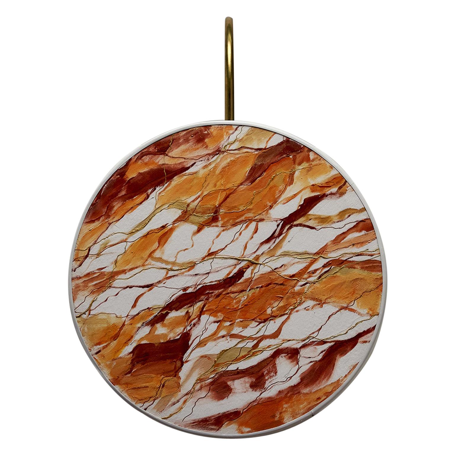 Mandarin Pattern Sconce Lamps Handmade Painting Velvet Natural Brass For Sale
