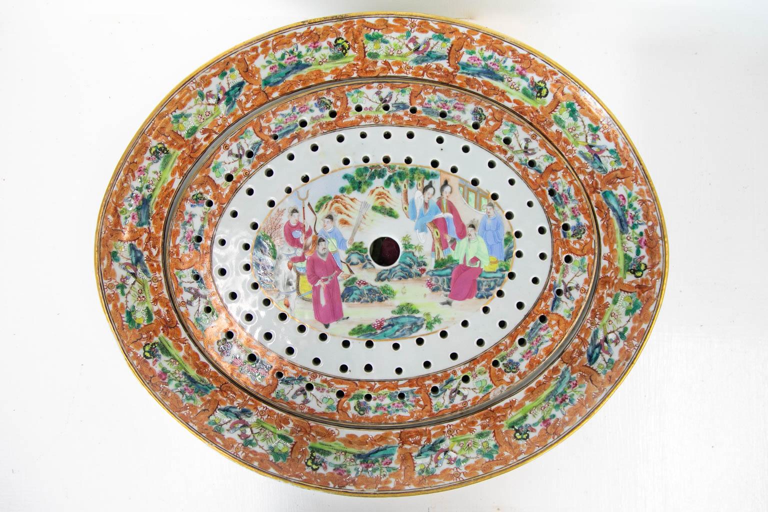 Chinese Mandarin Platter with Strainer For Sale