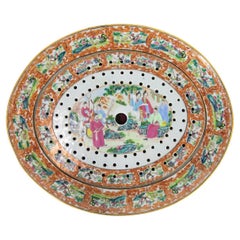 Antique Mandarin Platter with Strainer