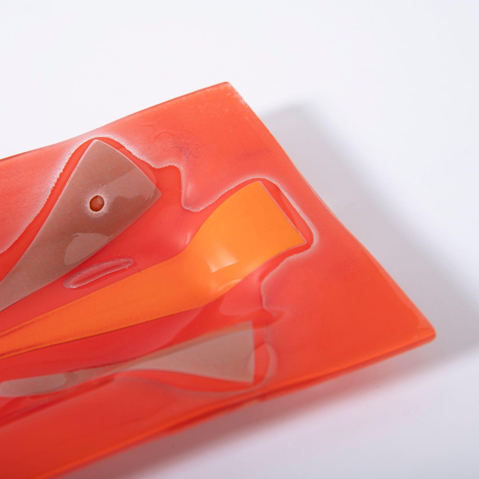 Glass Mandarin Retangular Tray by Michael & Frances Higgins For Sale