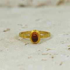 Mandarin Spessartite Garnet 22 Karat Bezel Solitaire Ring
