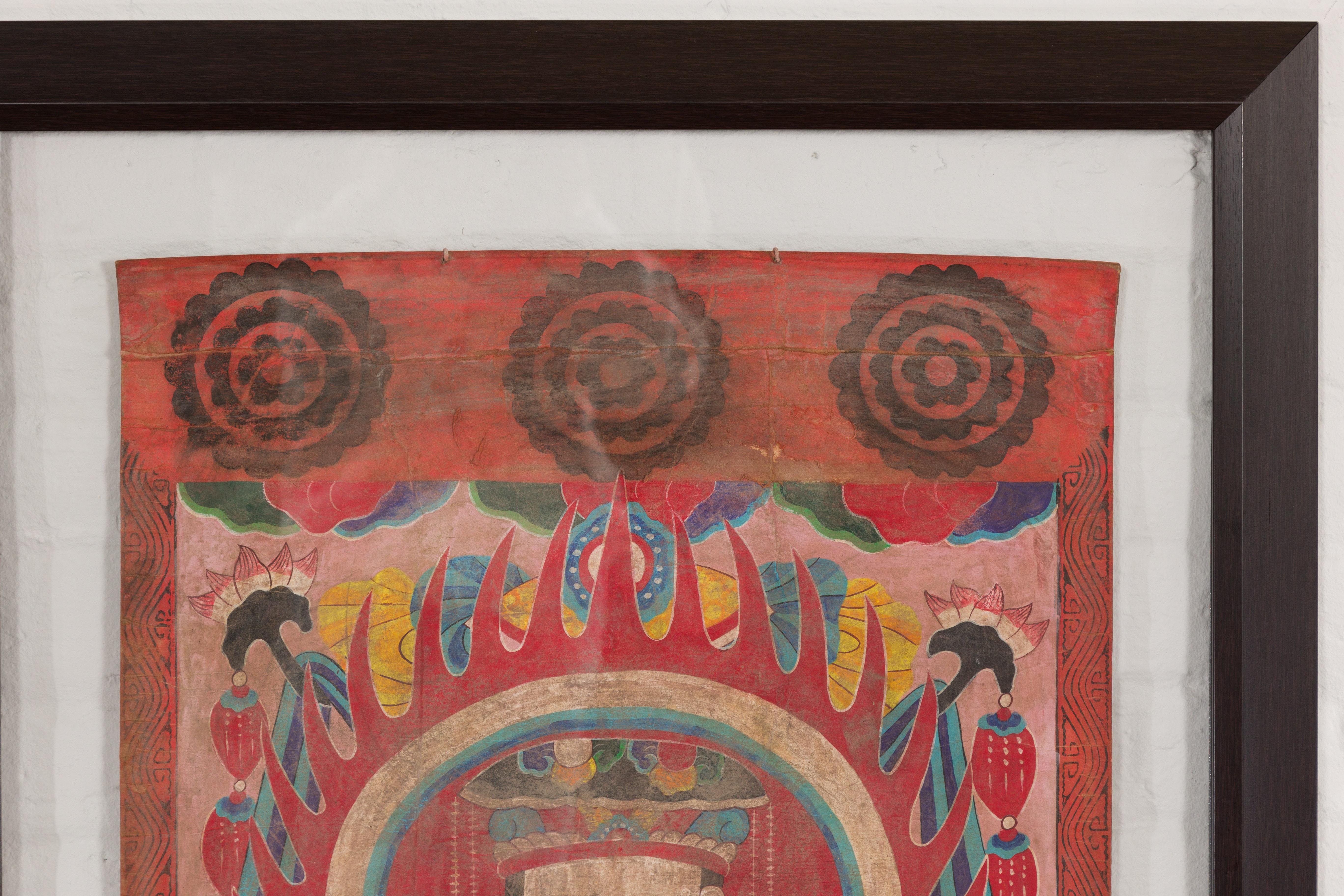 Mandarin Taoist Ceremonial Chinese Scroll Portrait Painting in Custom Frame For Sale 3