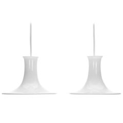 Mandarin White Blown Glass Pair by Michael Bang for Royal Copenhagen/ Holmegaard