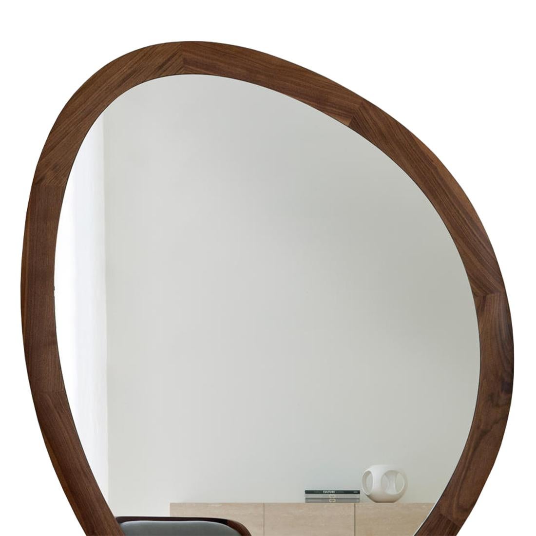 Italian Mandel Mirror with Solid Walnut Frame For Sale