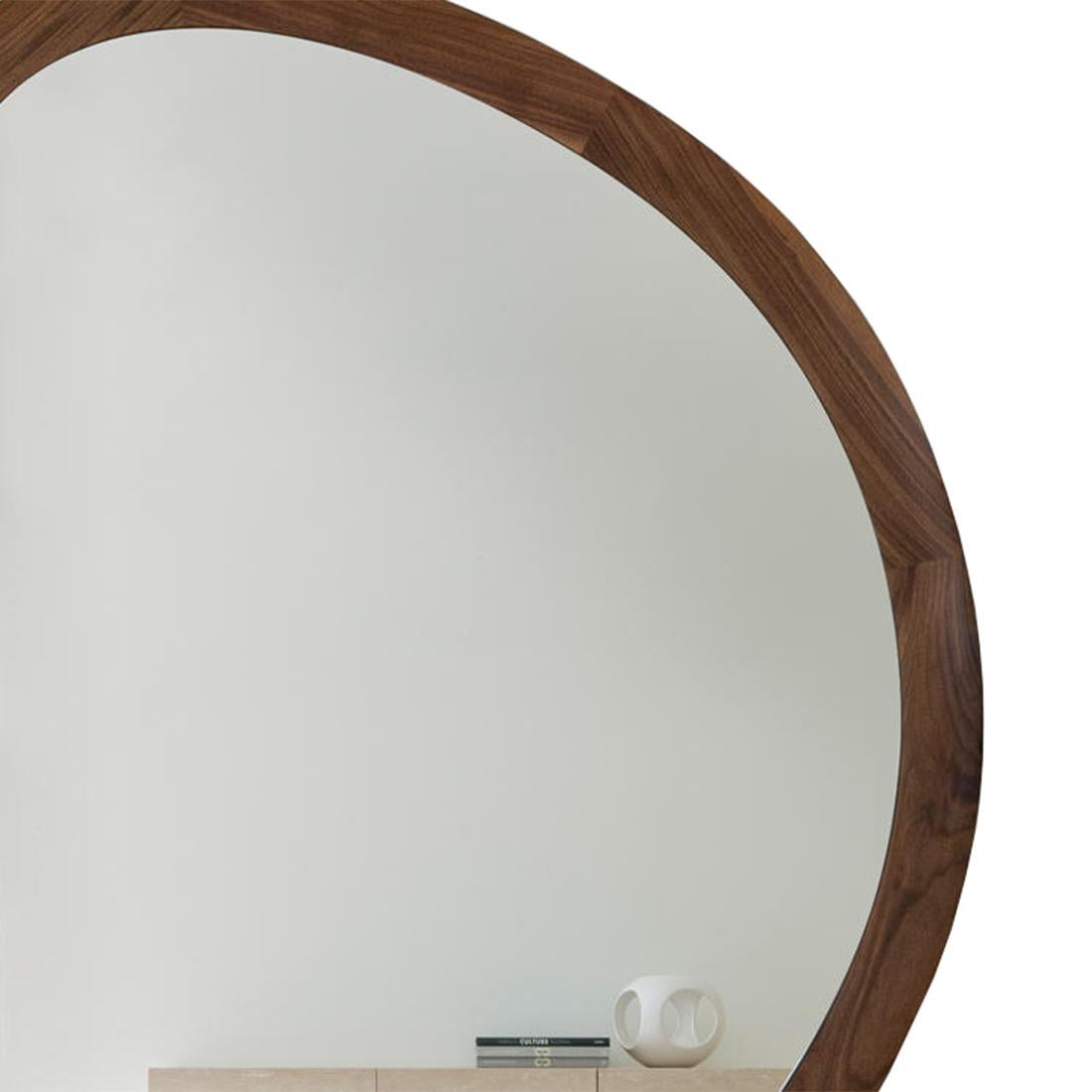 Mandel Mirror with Solid Walnut Frame In New Condition For Sale In Paris, FR