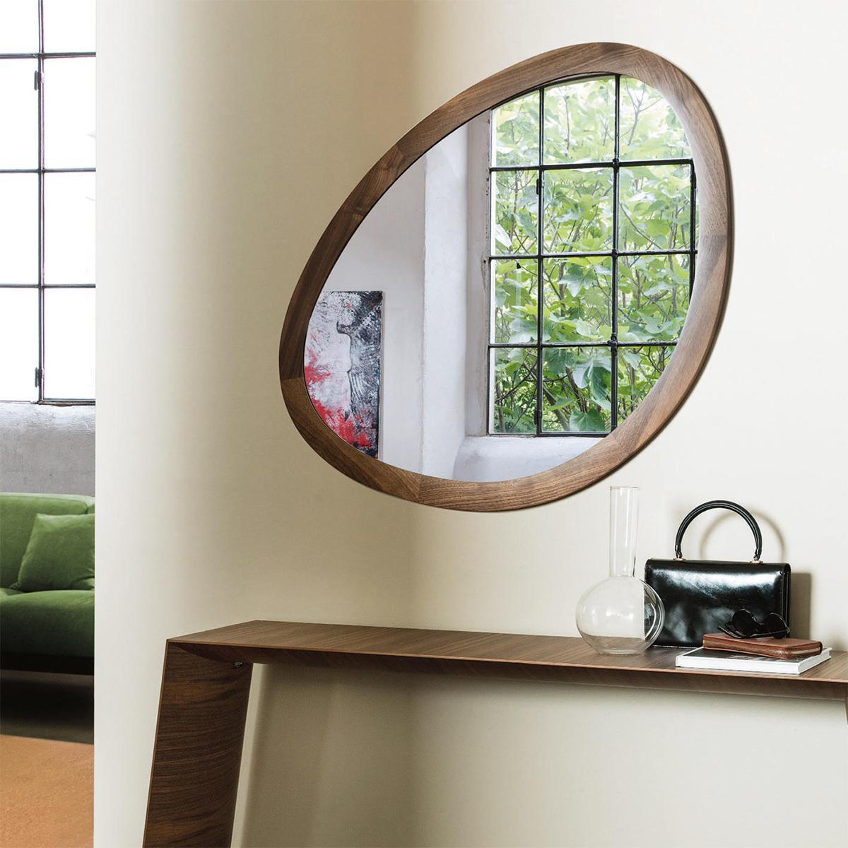 Mandel Mirror with Solid Walnut Frame For Sale 1