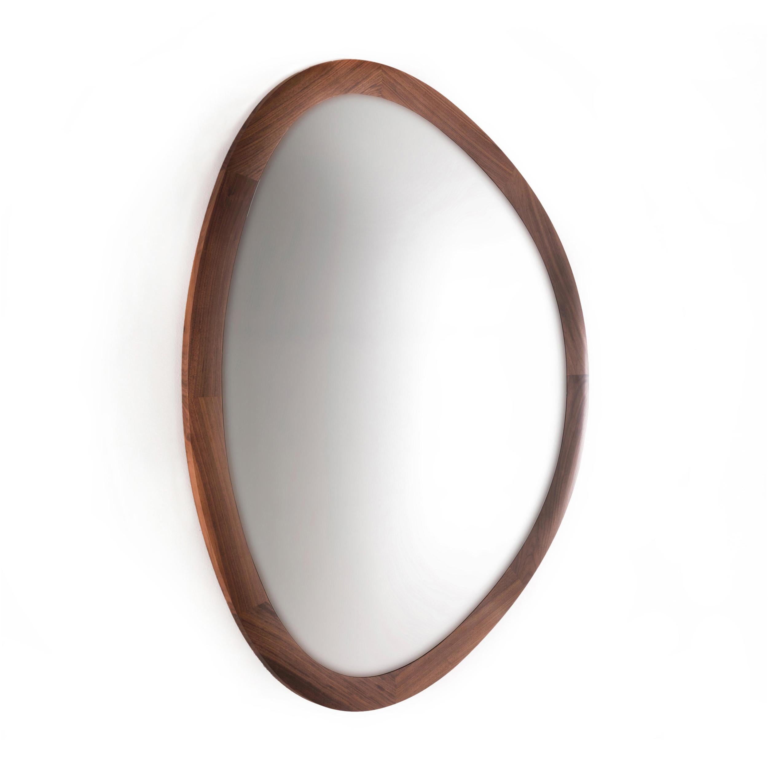 Mandel Mirror with Solid Walnut Frame For Sale 2