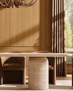 Mandela Natural Travertine Cylinder Dining Table
