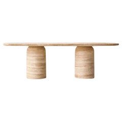 Mandela Natural Travertine Cylinder Dining Table