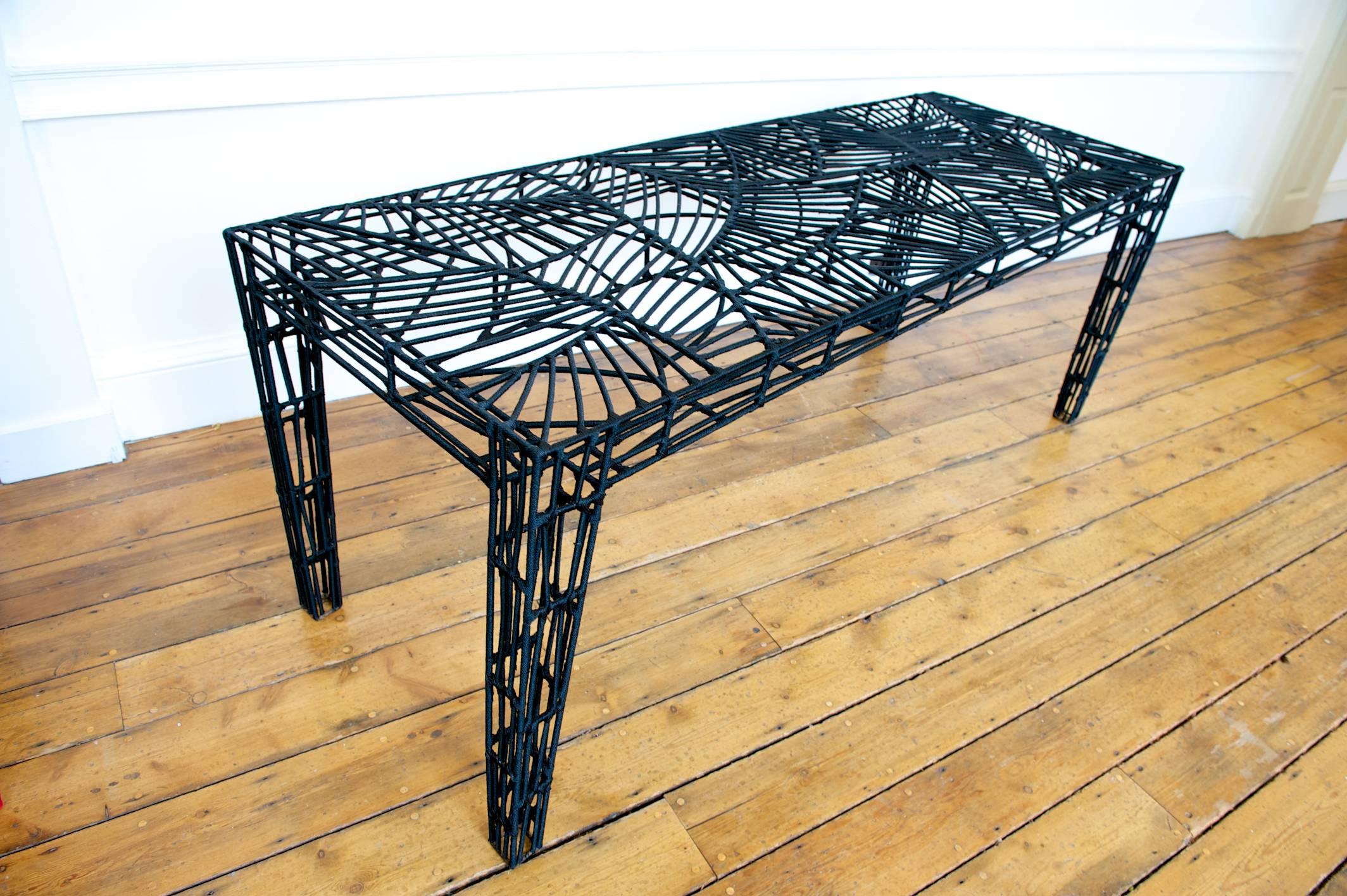 Metal Contemporary Mandet Table from recycled metal and nylon wires by Cheick Diallo For Sale