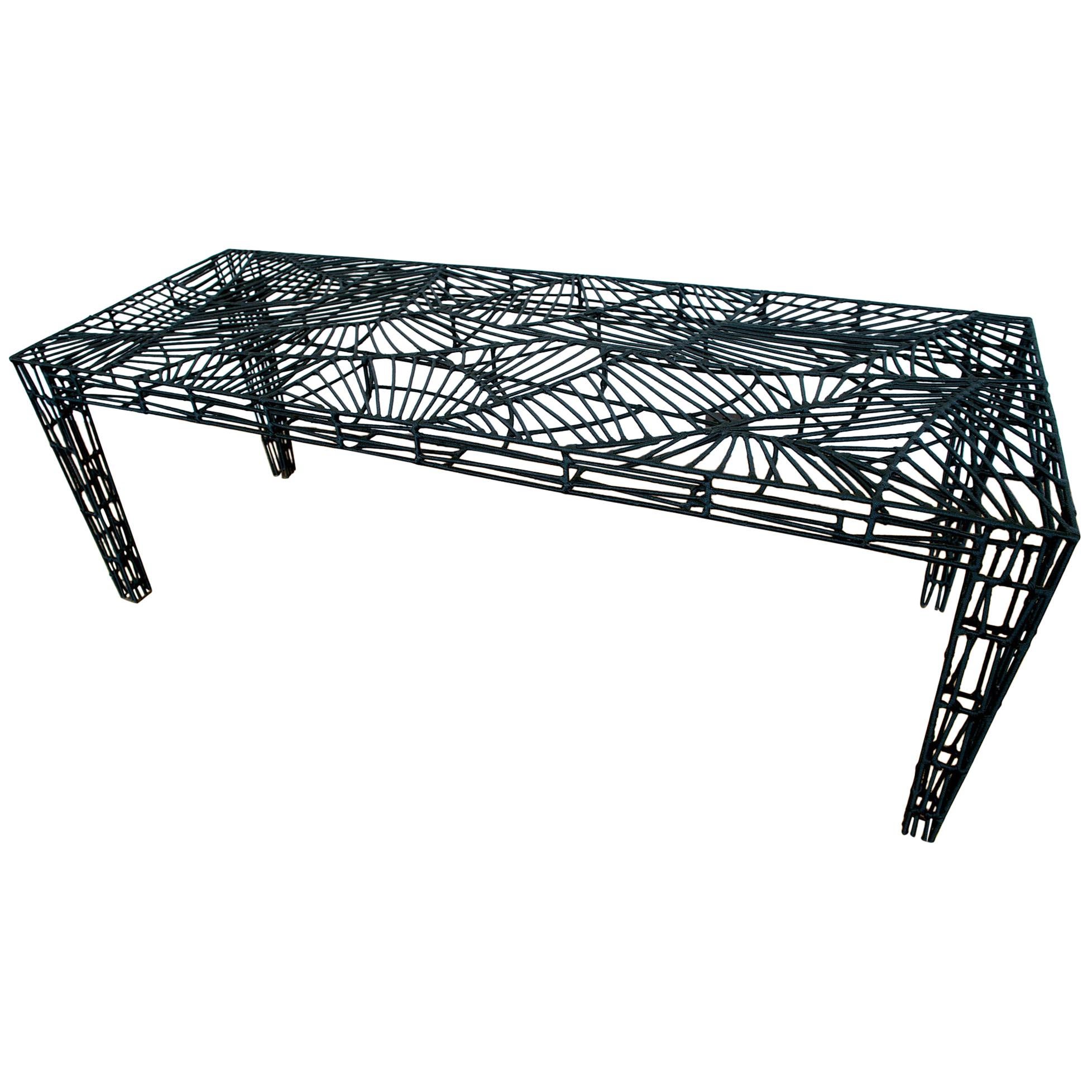 Contemporary Mandet Table from recycled metal and nylon wires by Cheick Diallo For Sale