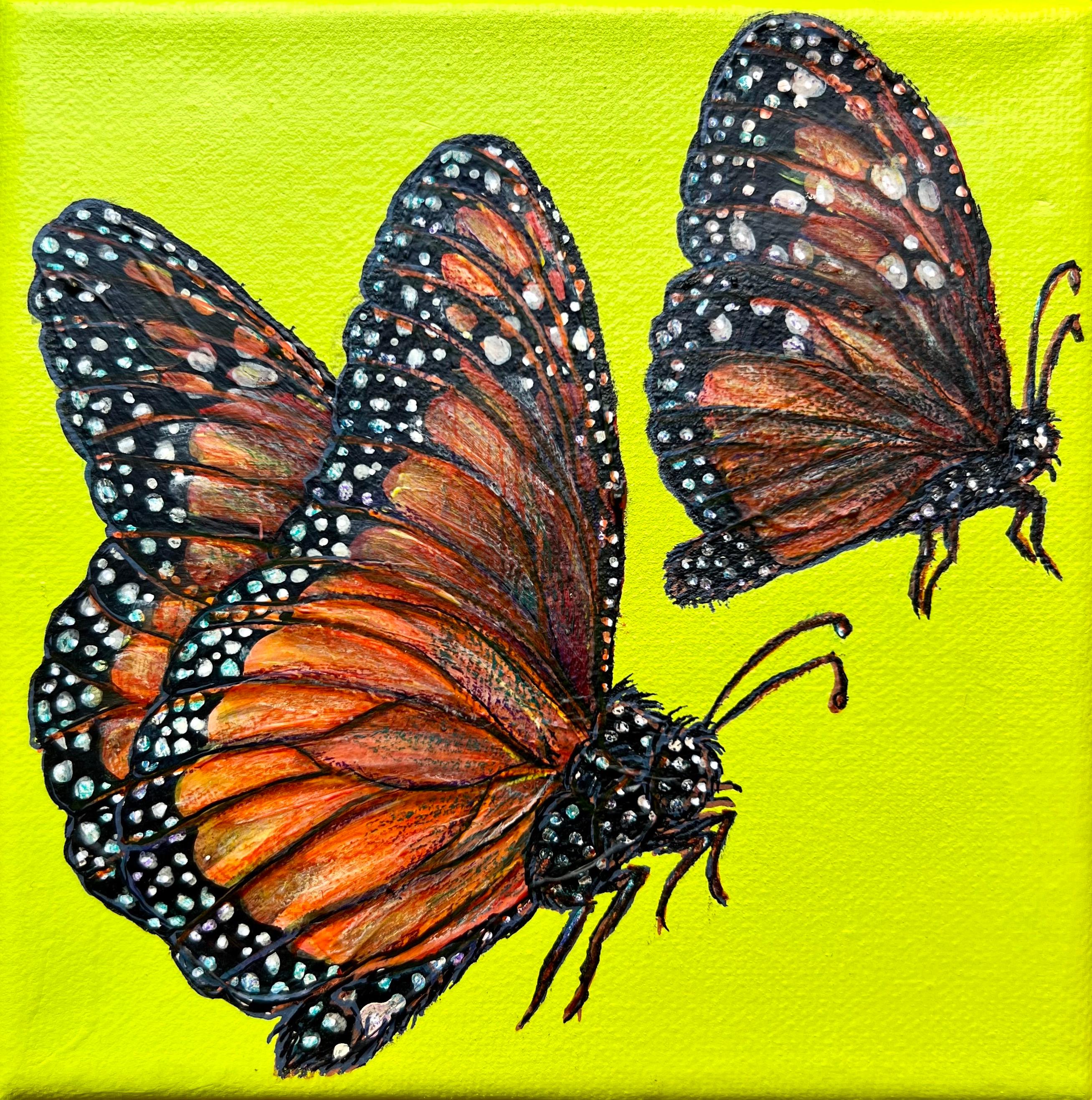 Landscape Painting de Mandii Pope - Ascensión-mariposa azul realismo contemporáneo espacio negativo pintura acrílica