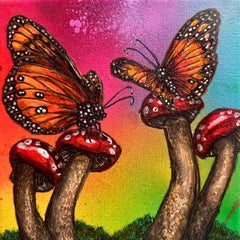 Ethereal Symphony: Vibrations of 5D Mushroom- butterfly contemporary realism 