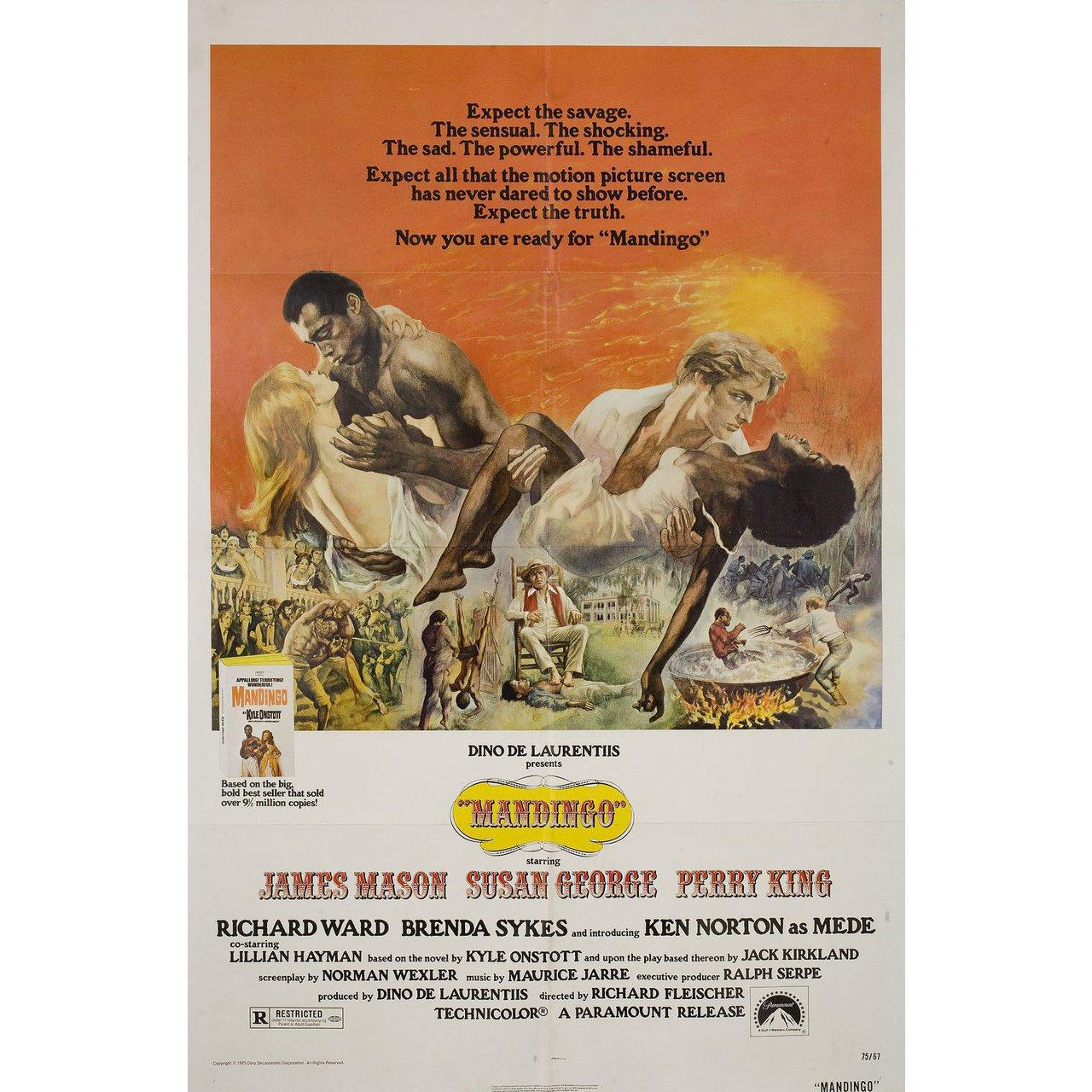 Original 1975 U.S. one sheet poster for the film “Mandingo” directed by Richard Fleischer with James Mason / Susan George / Perry King / Richard Ward. Very good-fine condition, folded. Many original posters were issued folded or were subsequently
