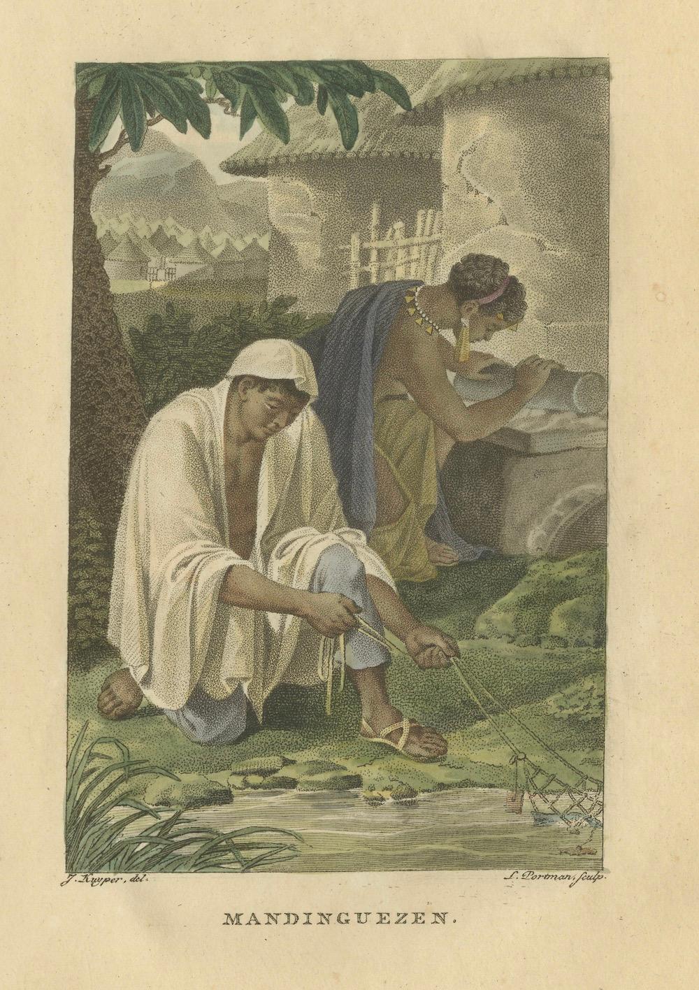 Mandingue People – Antique Hand-Colored African Ethnographic Engraving (c.1810)