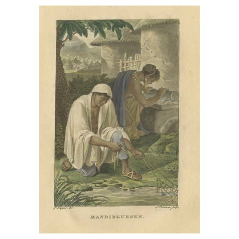 Mandingue People – Antique Hand-Colored African Ethnographic Engraving (c.1810)
