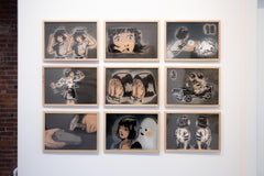 "In The Distance (mini v3)", Vintage-Inspired Figurative Stencil Car Scene