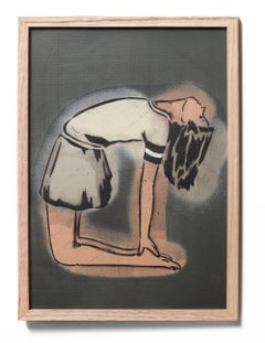« La Luz - v2 », œuvre figurative réalisée à l'aérosol et à l'acrylique représentant un personnage à genoux