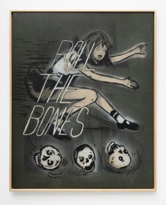 "Roll the Bones", Contemporary Figurative Acrylic and Aerosol Painting Framd