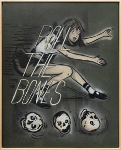 "Roll the Bones", Contemporary Figurative Acrylic and Aerosol Painting Framd