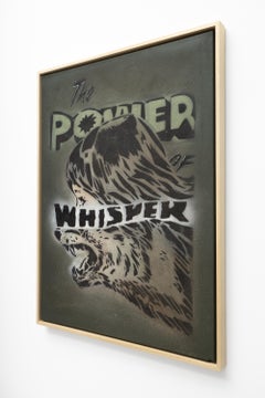 "The Power of Whisper (V3)", Hand Cut Stencil, Girl with Wolf and Text, Framed