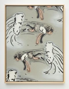 "Topsy Turvy", Pop-Surrealist Figurative Acrylic and Aerosol Wave Painting