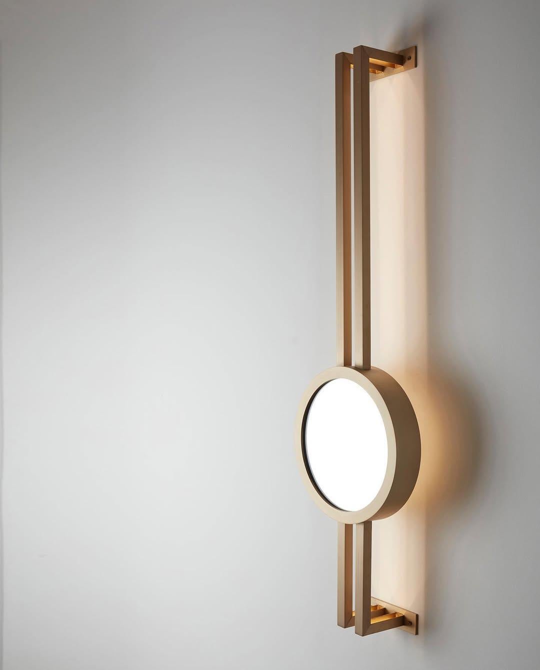 Modern Luxury Handcrafted Brushed Copper Wall Mounted Light Mandolin, Carla Baz For Sale 1