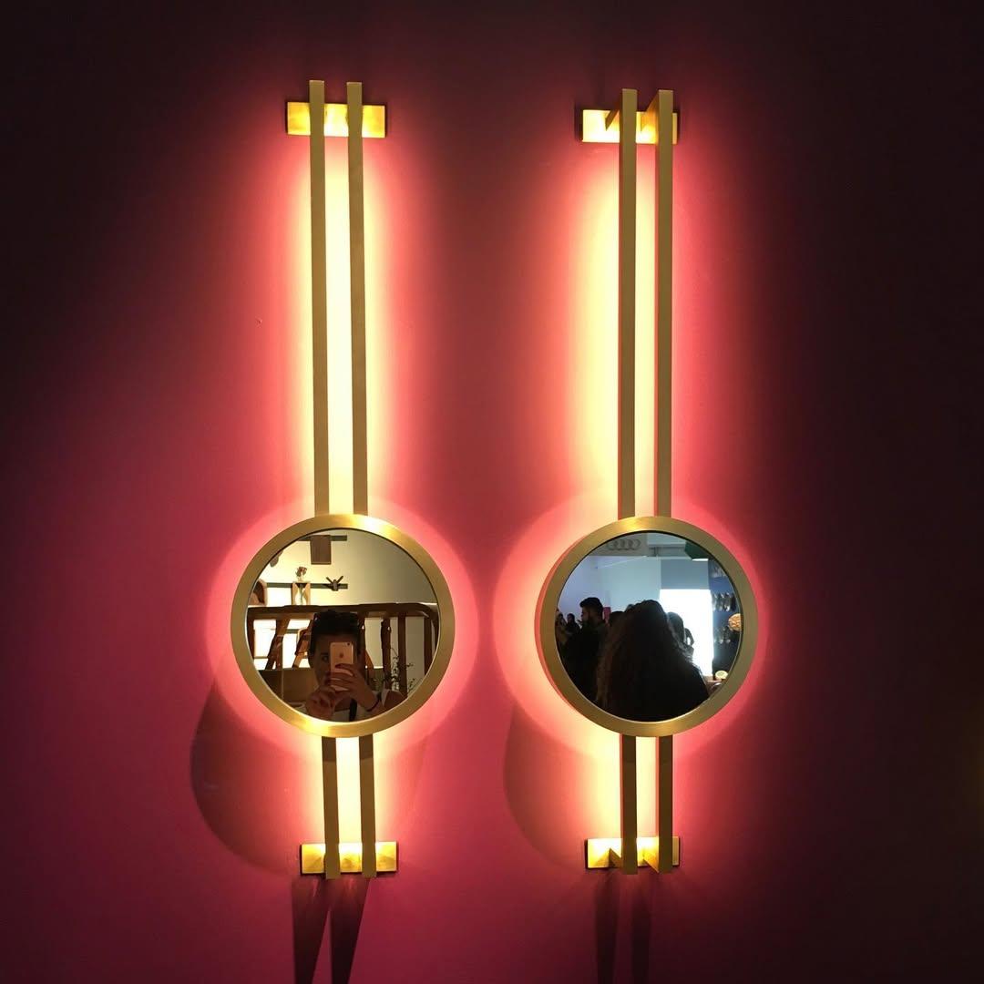 Modern Luxury Handcrafted Brushed Copper Wall Mounted Light Mandolin, Carla Baz For Sale 2