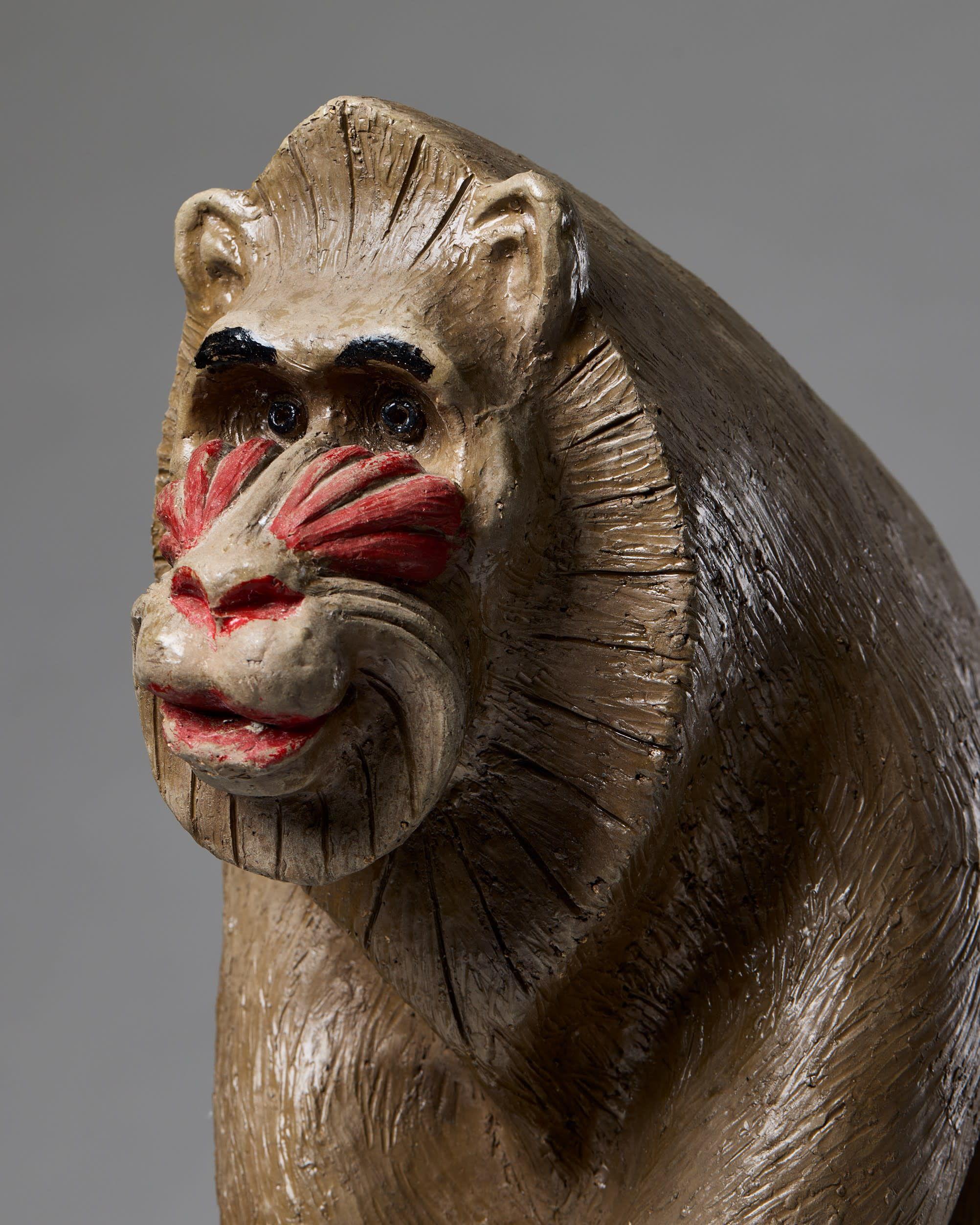Escultura de mandril diseñada por Vicke Lindstrand para Uppsala Ekeby Suecia, década de 1940 mediados del siglo XX en venta