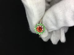 mandrin Garnet ring with tsavorite garnet 925 sterling silver ring gift