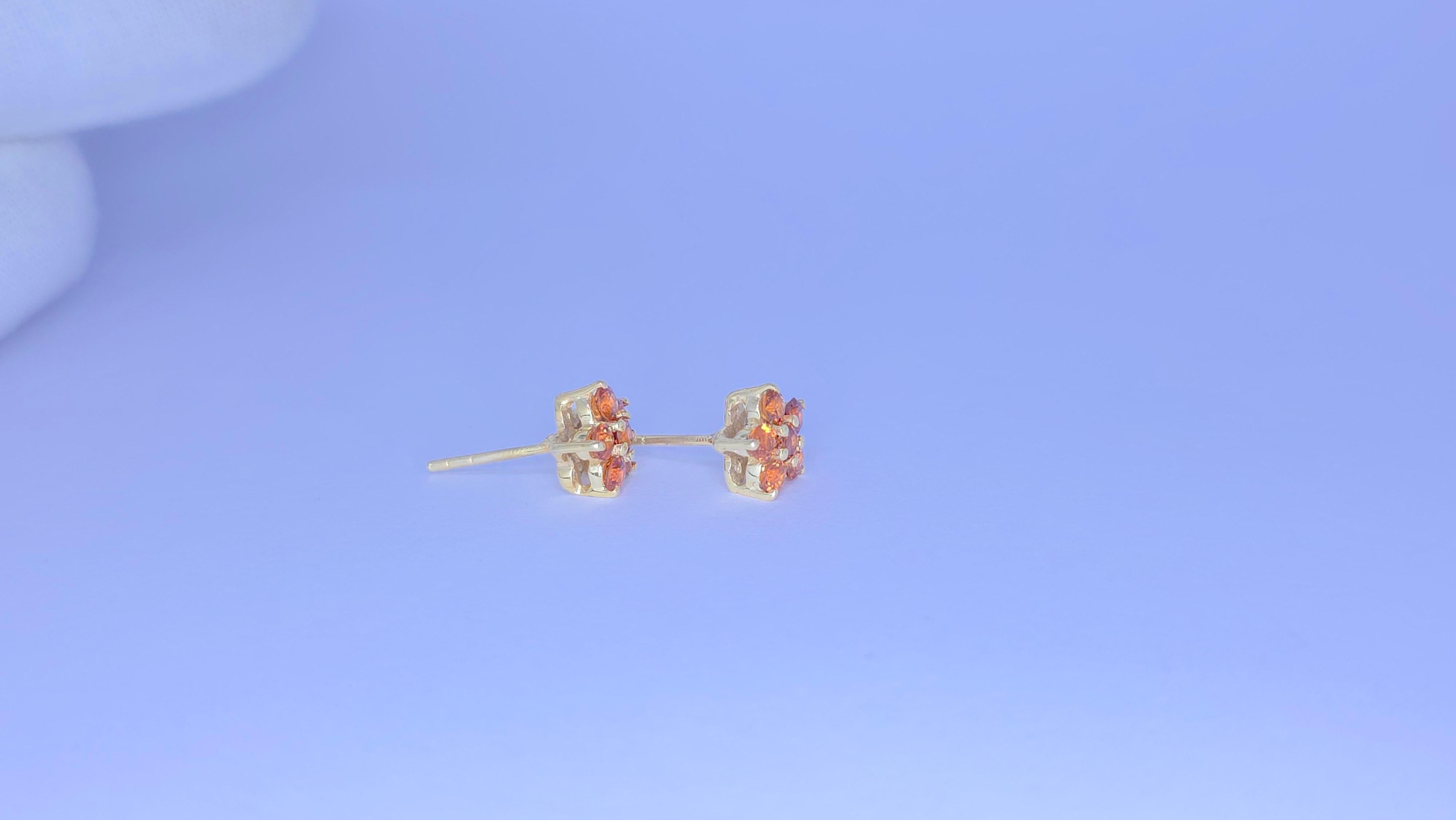 Orecchini con granato Mandrin in argento sterling 925 in vendita 7