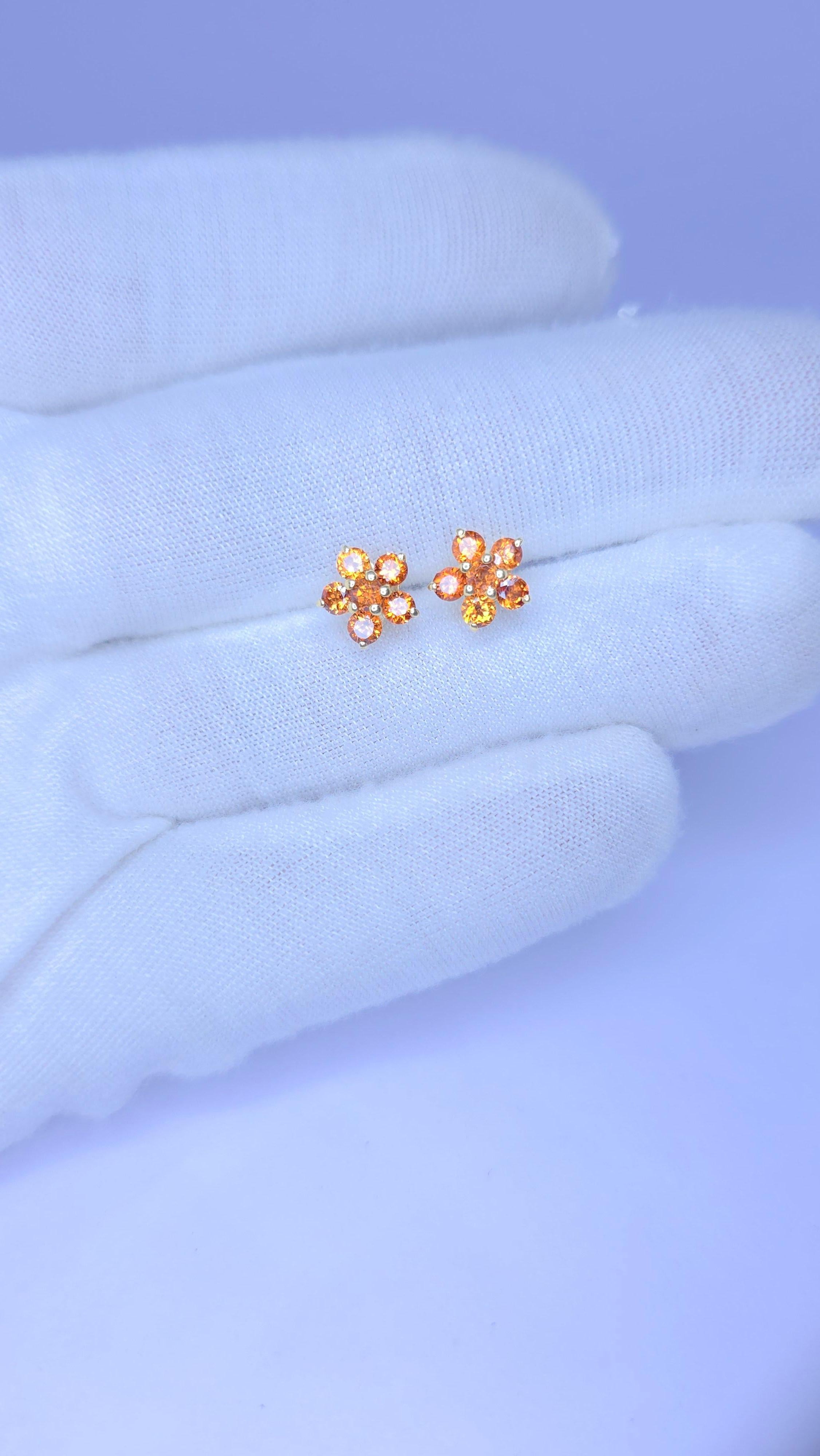 Taglio brillante Orecchini con granato Mandrin in argento sterling 925 in vendita